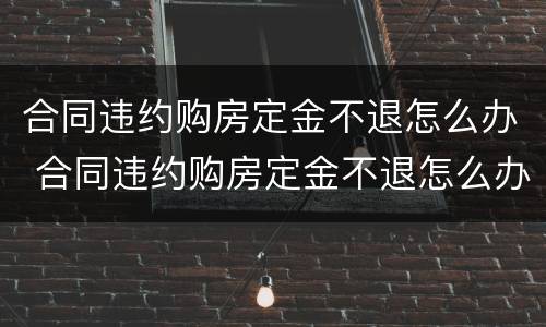 合同违约购房定金不退怎么办 合同违约购房定金不退怎么办呢