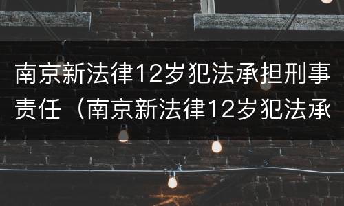 南京新法律12岁犯法承担刑事责任（南京新法律12岁犯法承担刑事责任多少年）