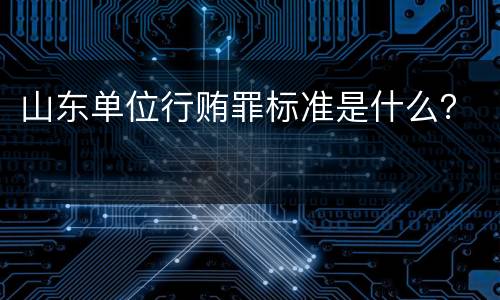 山东单位行贿罪标准是什么？