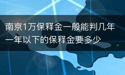 南京1万保释金一般能判几年 一年以下的保释金要多少