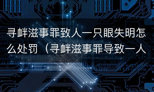 寻衅滋事罪致人一只眼失明怎么处罚（寻衅滋事罪导致一人轻微伤能判多久）