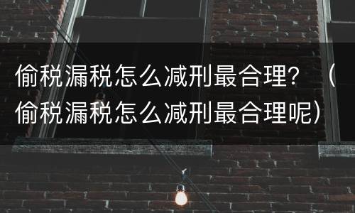 偷税漏税怎么减刑最合理？（偷税漏税怎么减刑最合理呢）