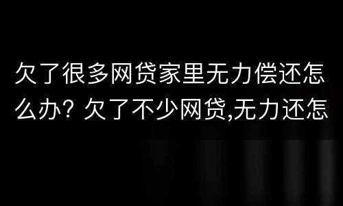 欠了很多网贷家里无力偿还怎么办? 欠了不少网贷,无力还怎么办