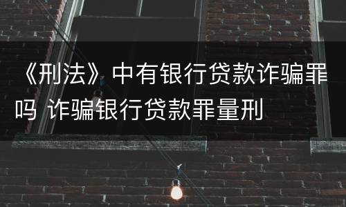 《刑法》中有银行贷款诈骗罪吗 诈骗银行贷款罪量刑