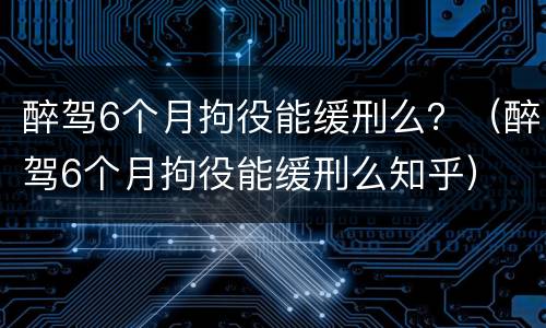 醉驾6个月拘役能缓刑么？（醉驾6个月拘役能缓刑么知乎）
