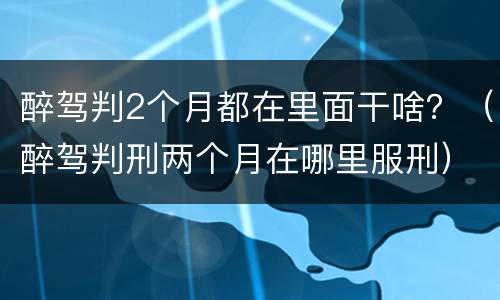 醉驾判2个月都在里面干啥？（醉驾判刑两个月在哪里服刑）