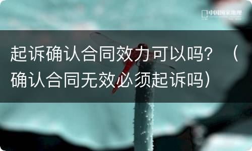起诉确认合同效力可以吗？（确认合同无效必须起诉吗）