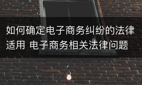 如何确定电子商务纠纷的法律适用 电子商务相关法律问题