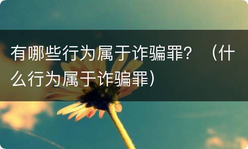 有哪些行为属于诈骗罪？（什么行为属于诈骗罪）