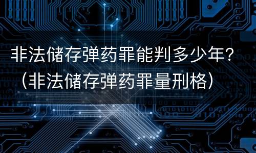 非法储存弹药罪能判多少年？（非法储存弹药罪量刑格）