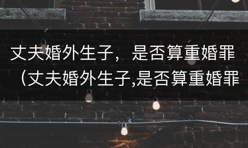 丈夫婚外生子，是否算重婚罪（丈夫婚外生子,是否算重婚罪行为）