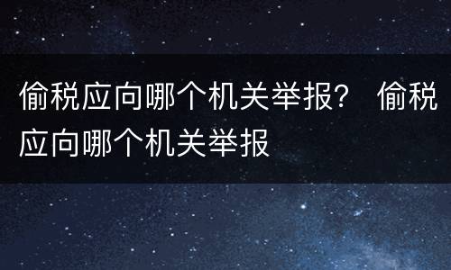 偷税应向哪个机关举报？ 偷税应向哪个机关举报