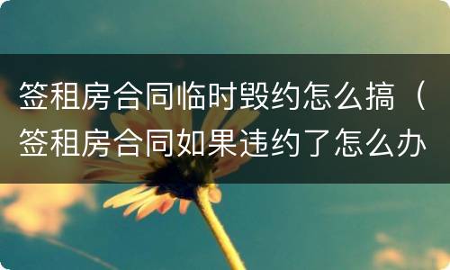签租房合同临时毁约怎么搞（签租房合同如果违约了怎么办）