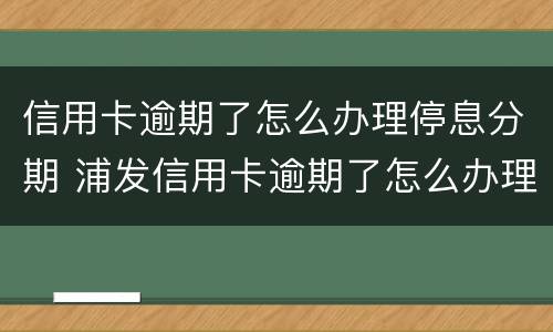 信用卡逾期了怎么办理停息分期 浦发信用卡逾期了怎么办理停息分期