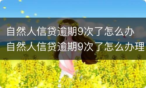 自然人信贷逾期9次了怎么办 自然人信贷逾期9次了怎么办理