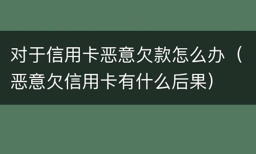 对于信用卡恶意欠款怎么办（恶意欠信用卡有什么后果）