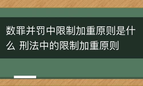 数罪并罚中限制加重原则是什么 刑法中的限制加重原则
