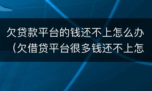 欠贷款平台的钱还不上怎么办（欠借贷平台很多钱还不上怎么办）