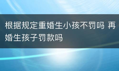 根据规定重婚生小孩不罚吗 再婚生孩子罚款吗