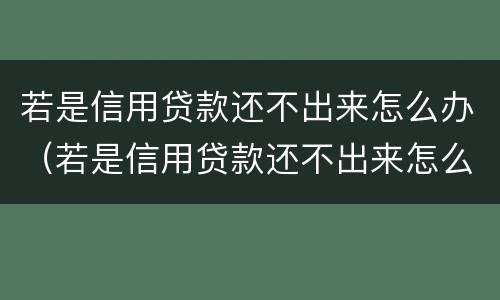 若是信用贷款还不出来怎么办（若是信用贷款还不出来怎么办理）