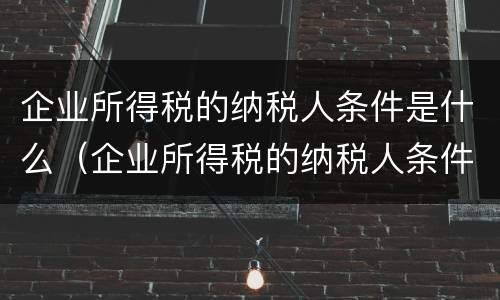 企业所得税的纳税人条件是什么（企业所得税的纳税人条件是什么呢）