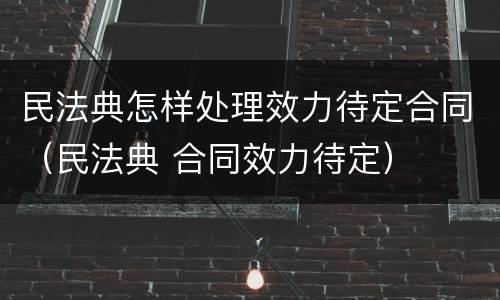 民法典怎样处理效力待定合同（民法典 合同效力待定）
