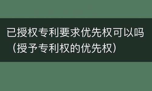 已授权专利要求优先权可以吗（授予专利权的优先权）