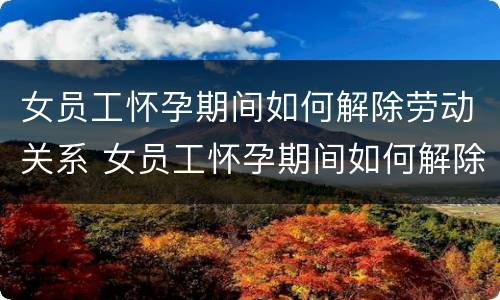 女员工怀孕期间如何解除劳动关系 女员工怀孕期间如何解除劳动关系赔偿