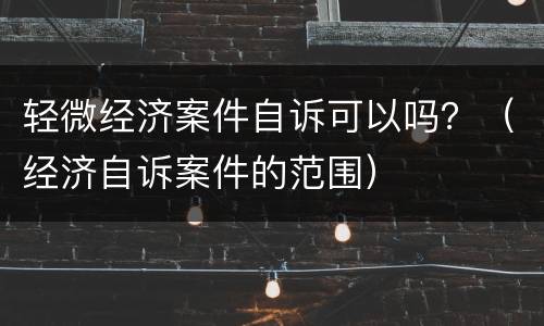 轻微经济案件自诉可以吗？（经济自诉案件的范围）