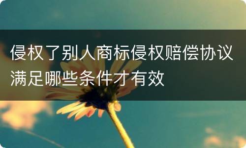 侵权了别人商标侵权赔偿协议满足哪些条件才有效