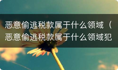 恶意偷逃税款属于什么领域（恶意偷逃税款属于什么领域犯罪）