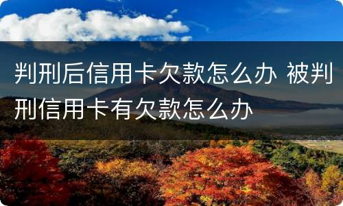 判刑后信用卡欠款怎么办 被判刑信用卡有欠款怎么办