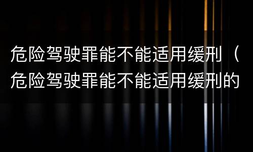 危险驾驶罪能不能适用缓刑（危险驾驶罪能不能适用缓刑的情形）