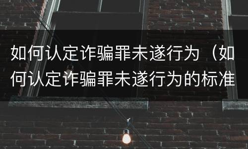 如何认定诈骗罪未遂行为（如何认定诈骗罪未遂行为的标准）