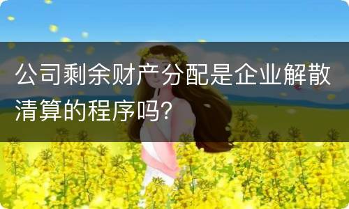 公司剩余财产分配是企业解散清算的程序吗？