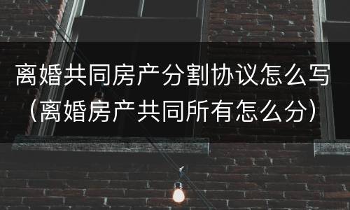 离婚共同房产分割协议怎么写（离婚房产共同所有怎么分）
