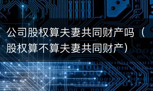 公司股权算夫妻共同财产吗（股权算不算夫妻共同财产）
