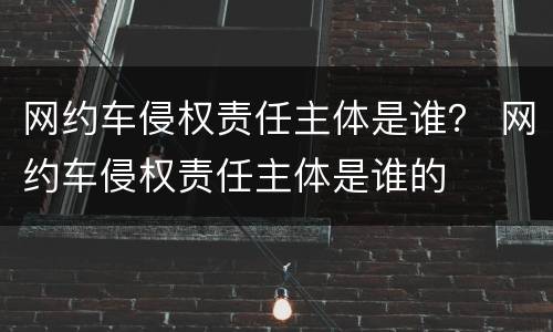 网约车侵权责任主体是谁？ 网约车侵权责任主体是谁的