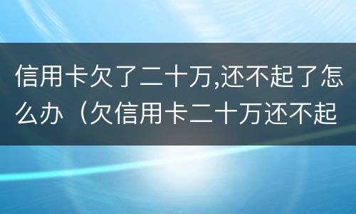 信用卡欠了二十万,还不起了怎么办（欠信用卡二十万还不起,可以慢慢还吗）