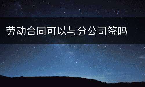 劳动合同可以与分公司签吗
