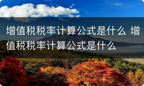 增值税税率计算公式是什么 增值税税率计算公式是什么