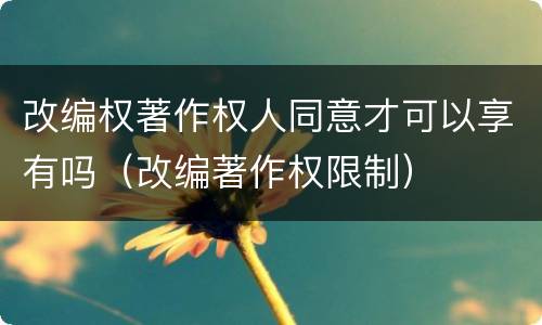改编权著作权人同意才可以享有吗（改编著作权限制）
