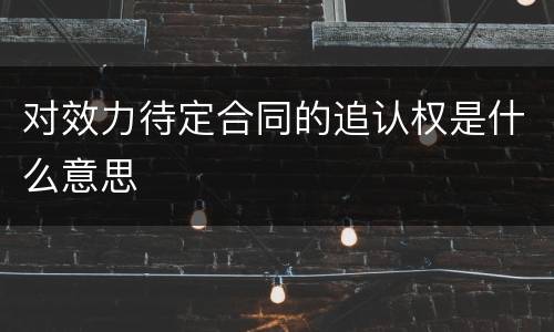 对效力待定合同的追认权是什么意思