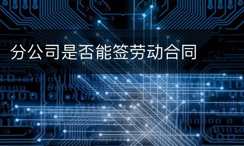 分公司是否能签劳动合同