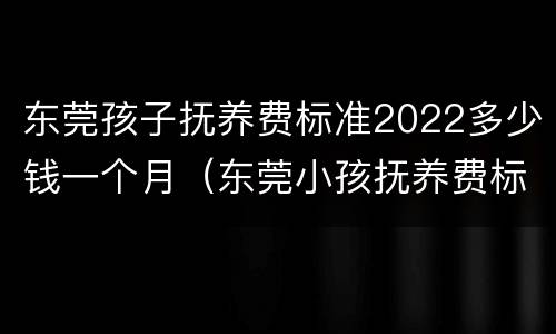 东莞孩子抚养费标准2022多少钱一个月（东莞小孩抚养费标准一月多少钱）