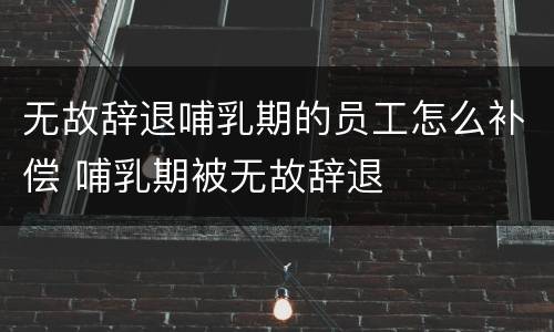 无故辞退哺乳期的员工怎么补偿 哺乳期被无故辞退