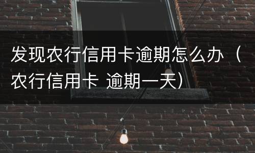 发现农行信用卡逾期怎么办（农行信用卡 逾期一天）