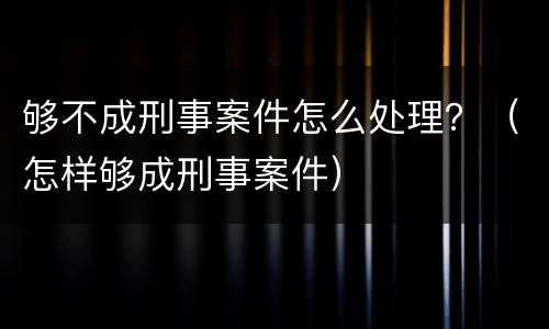 够不成刑事案件怎么处理？（怎样够成刑事案件）