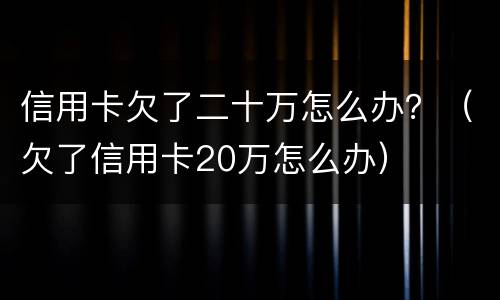 信用卡欠了二十万怎么办？（欠了信用卡20万怎么办）