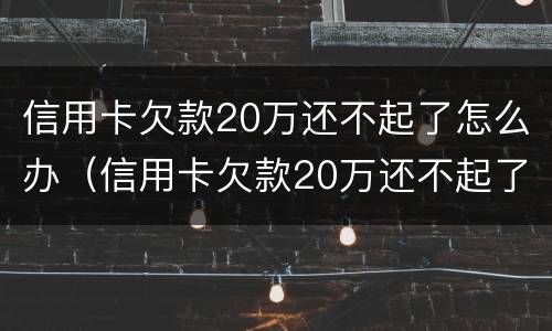 信用卡欠款20万还不起了怎么办（信用卡欠款20万还不起了怎么办会被拘留吗）